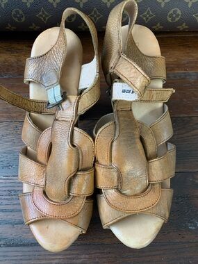 Leather BED STU  Strappy Wedge platform